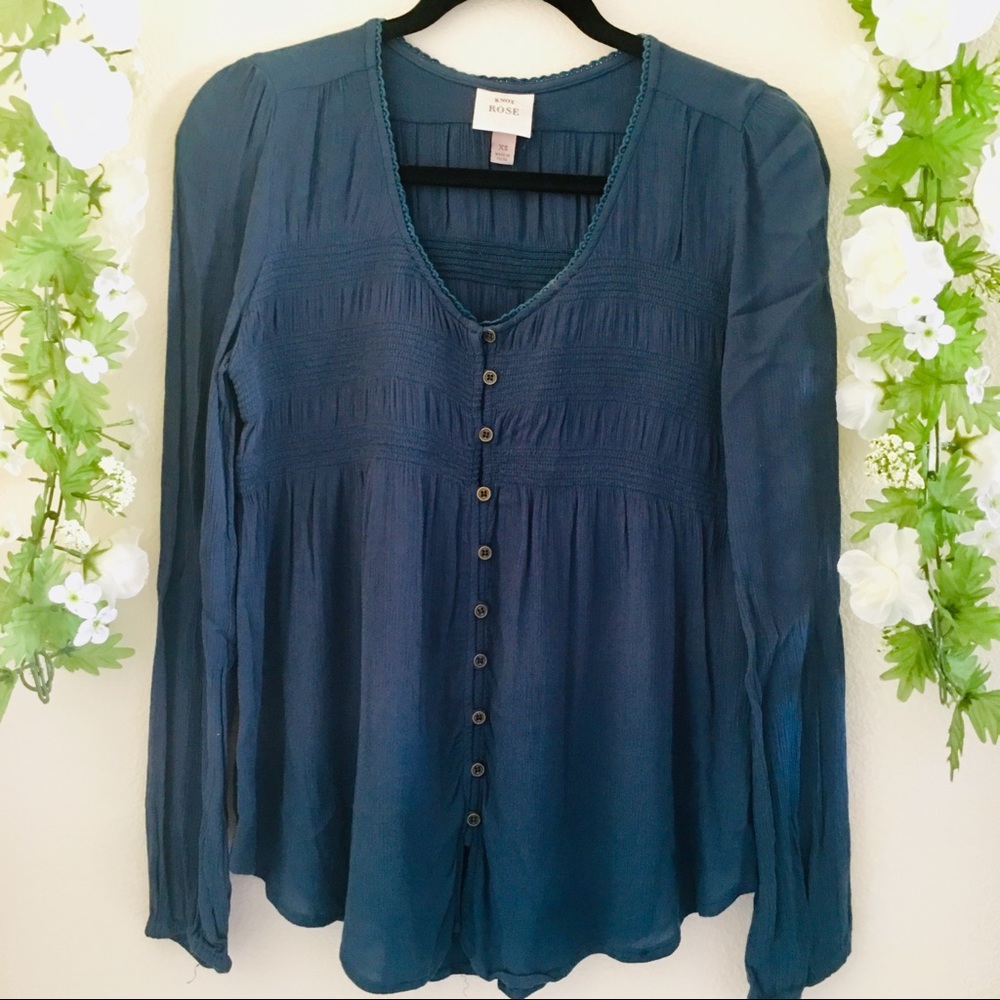 Knox Rose Blue Button Blouse